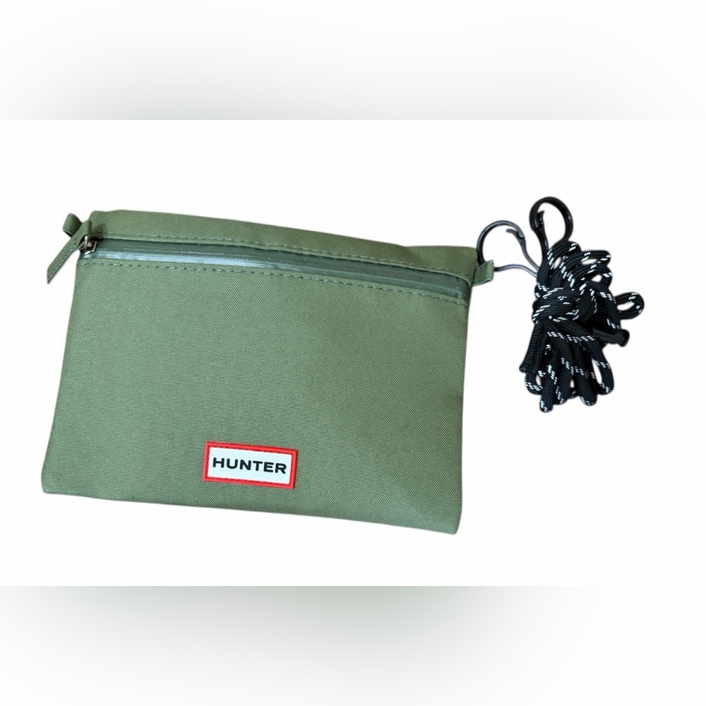 Hunter Olive Green travel Sling Pouch with Logo Patch Croosbody